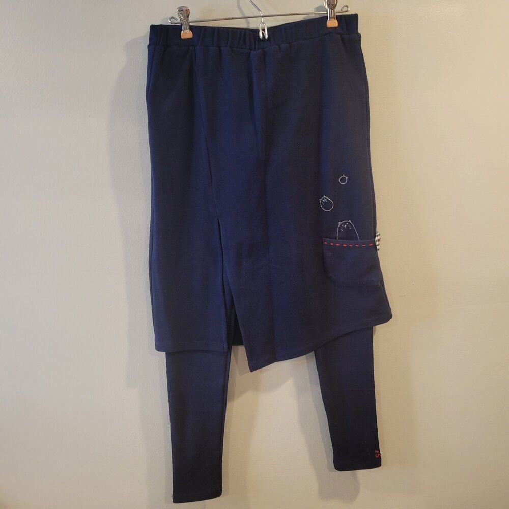 A la sha Qummi Navy Blue Pants With Skirt Size M